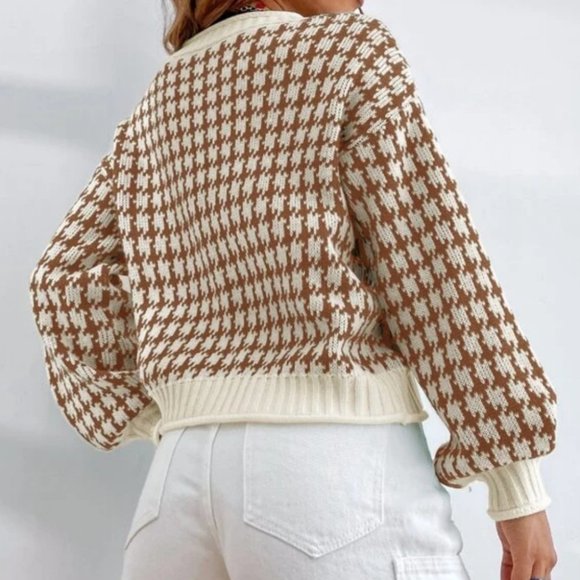 Houndstooth print Button down cardigan - Picture 4 of 5